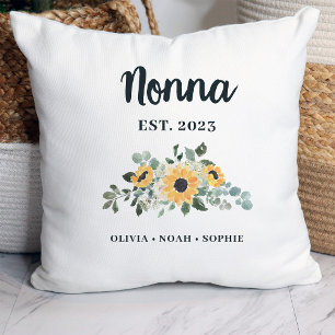 Nonna   Pretty Rustic Sunflower and Names Throw Pillow