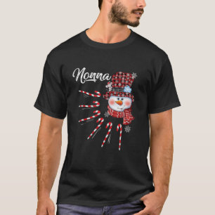 Nonna Snowman Candy Cane Christmas Red Plaid Hat T-Shirt