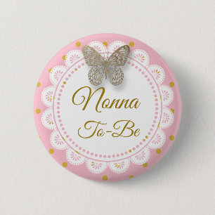 Nonna To Be Baby Shower Pink & Gold Button
