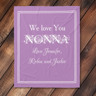 NONNA We Love You Cute Grandma Gift Grandkids Name Fleece Blanket