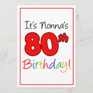 Nonna's 80th Milestone Birthday Party Celebration Invitation