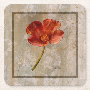 Nonna's California poppy Square Paper Coaster