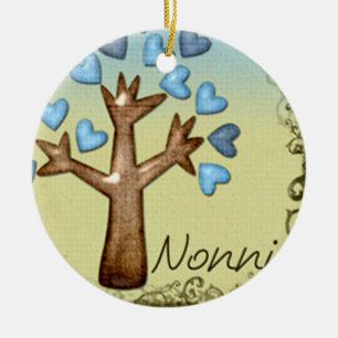 nonni heart tree blue tan ceramic ornament