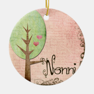 nonni heart tree pink ceramic ornament