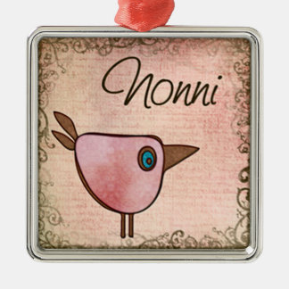 nonni pink birdie metal ornament