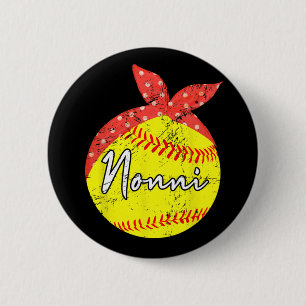 Nonni Softball Ball Mothers Day  2 Inch Round Button