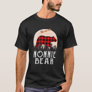Nonnie Bear Christmas Pajama Red Plaid Buffalo T-Shirt