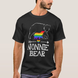 Nonnie Bear Proud Aunt Rainbow Flag Lgbt Pride Mon T-Shirt