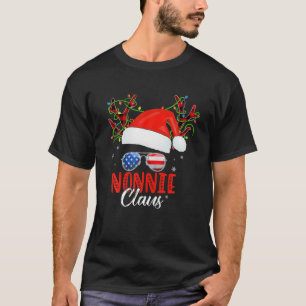 Nonnie Claus Reindeer Santa Messy Bun Christmas Fa T-Shirt