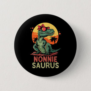 Nonniesaurus Dino Dinosaur Nonnie-saurus T-rex Fun 2 Inch Round Button