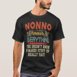 Nonno Knows Everything Funny Retro Grandpa Gift T-Shirt<br><div class="desc">Get this fun and sarcastic saying outfit for proud grandpa who loves his adorable grandkids,  grandsons,  
granddaughters on father's day or christmas,  grandparents day,  Wear this to recognize your sweet and cool grandfather in the entire world!</div>