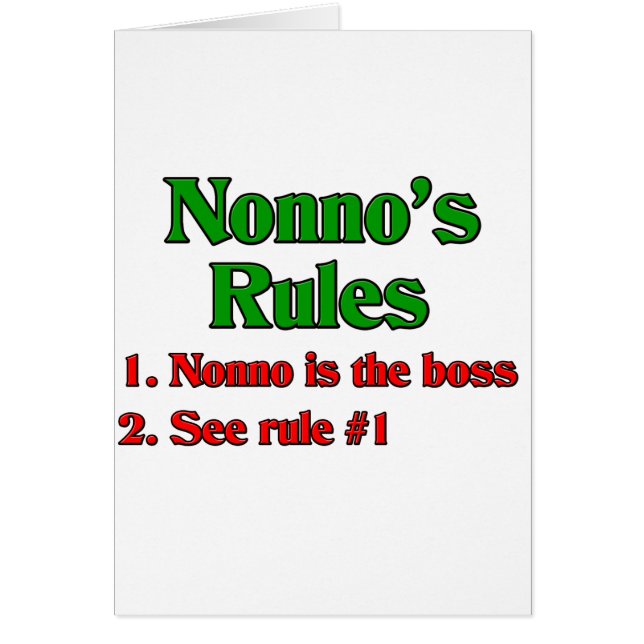 Nonno's (Italian Grandfather) Rules (Front)