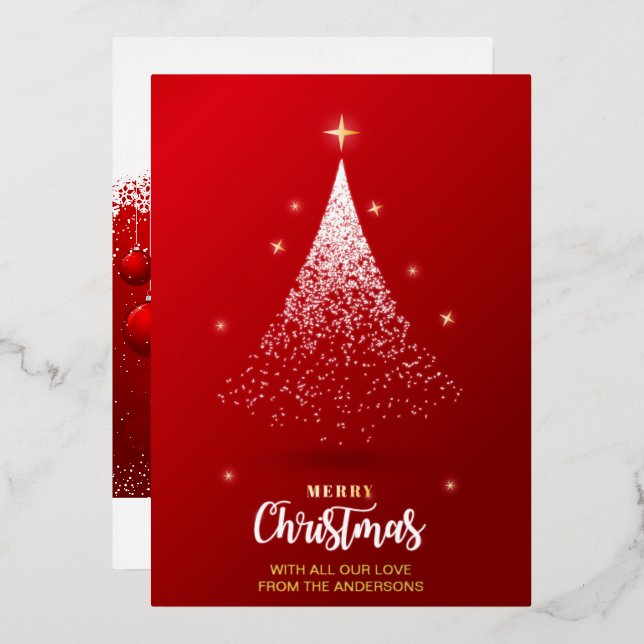NONPHOTO CHRISTMAS GREET FESTIVE RED ELEGANT TREE  (Front/Back)