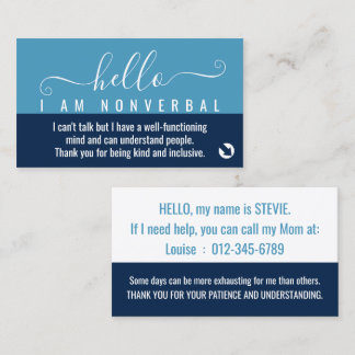 nonverbal awareness and emergency contact business card