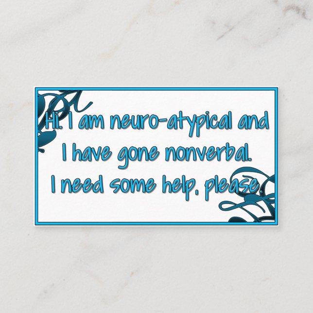 Nonverbal emergency cards (Front)