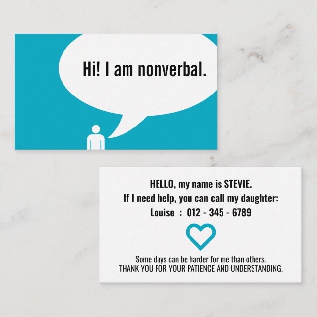 NONVERBAL speech bubble Business Card (Front/Back)
