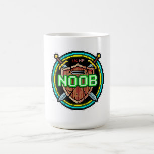Noob 1 Percent HP Pixel Shield Gaming Badge Coffee Mug