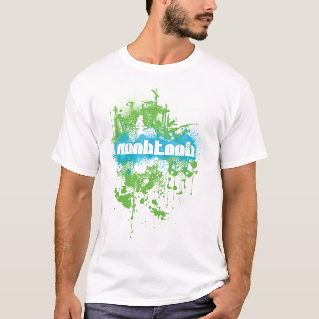 NooBTooB Grunge-BG White T-Shirt (Front)