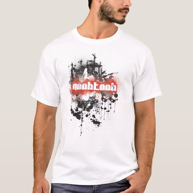 NooBTooB Grunge-BR White T-Shirt (Front)