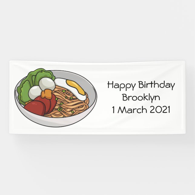 Noodle cartoon illustration banner (Horizontal)