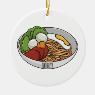 Noodle cartoon illustration ceramic ornament