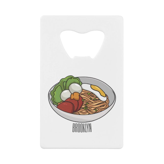 Noodle cartoon illustration credit card bottle opener (Front)