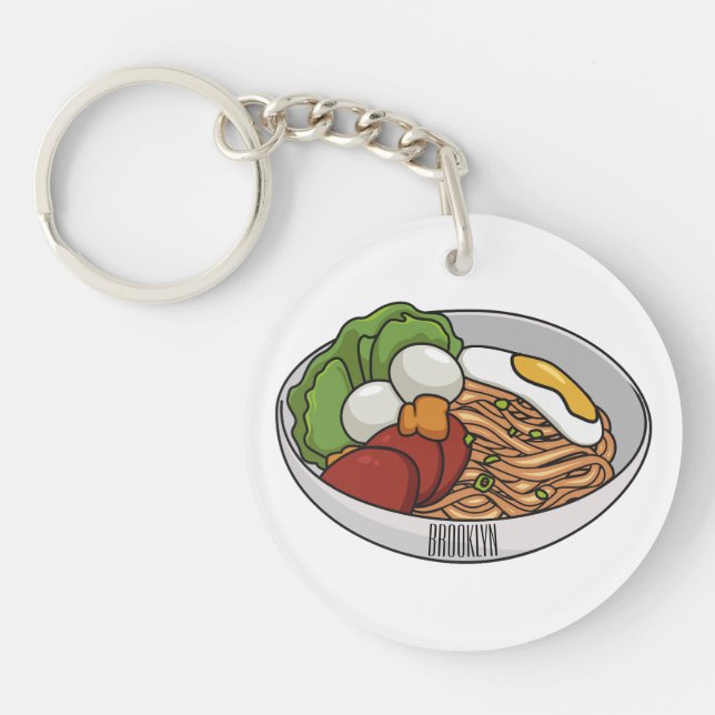 Noodle cartoon illustration keychain (Front)
