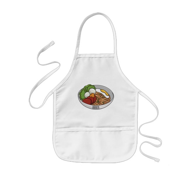 Noodle cartoon illustration kids apron (Front)