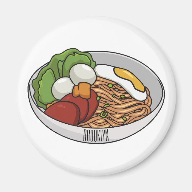 Noodle cartoon illustration magnet (Front)