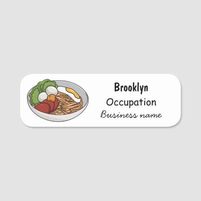 Noodle cartoon illustration name tag (Front)