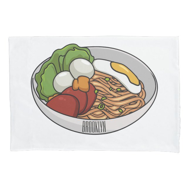 Noodle cartoon illustration pillowcase (Front)