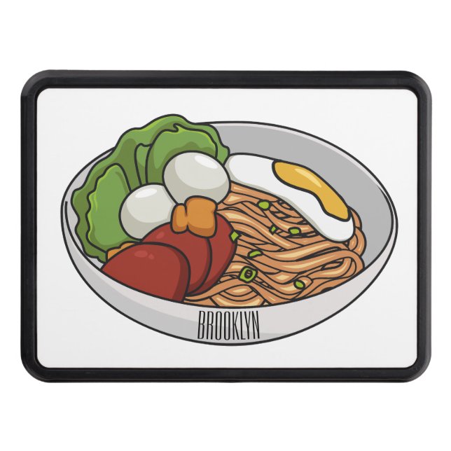 Noodle cartoon illustration trailer hitch cover (Front)