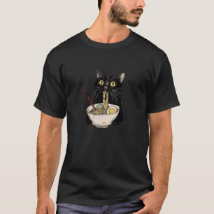 Noodle Cat Ramen Cat Foodie Lover Black Cat Noodle T-Shirt