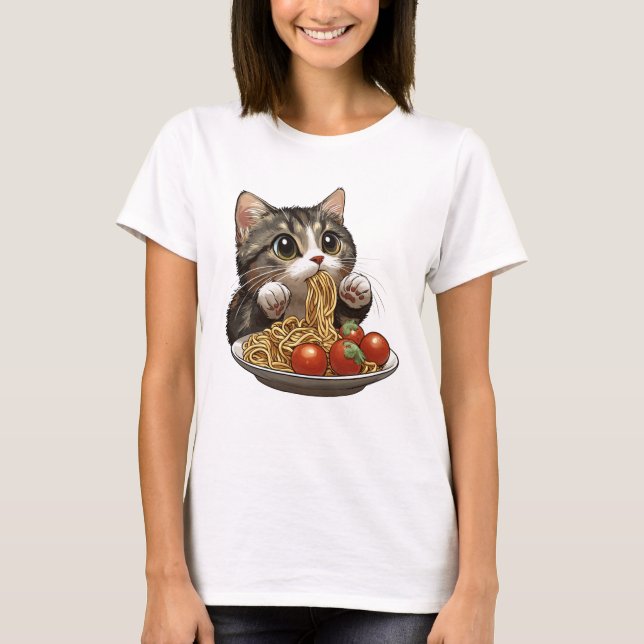 Noodle Cat, Spaghetti Cat T-Shirt (Front)