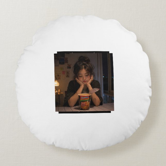 Noodle Girl Round Pillow (Front)