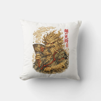 Noodle Tengu – Japanese Myth Monster Made of Ramen Throw Pillow