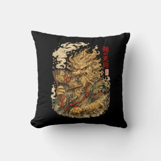 Noodle Tengu – Japanese Myth Monster Made of Ramen Throw Pillow