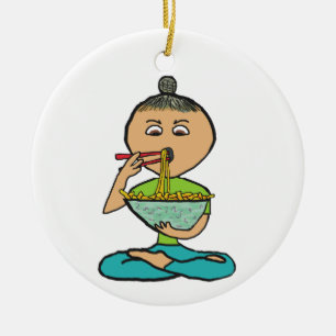 Noodles and Chopsticks Ceramic Ornament