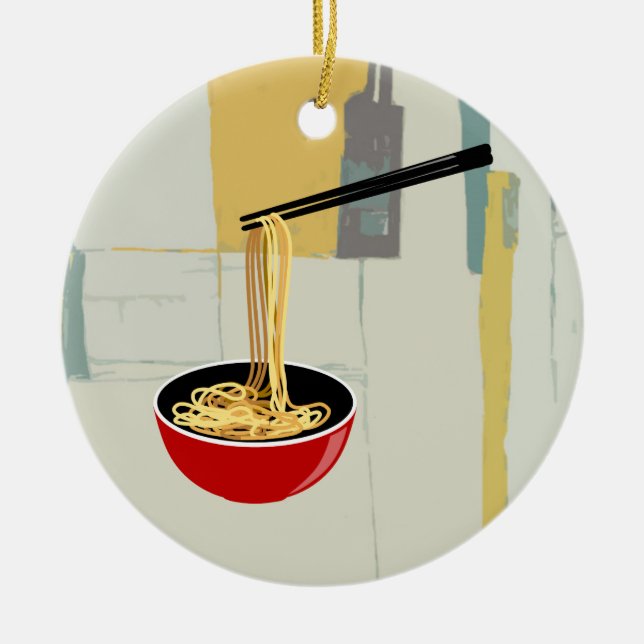 Noodles Ceramic Ornament (Front)