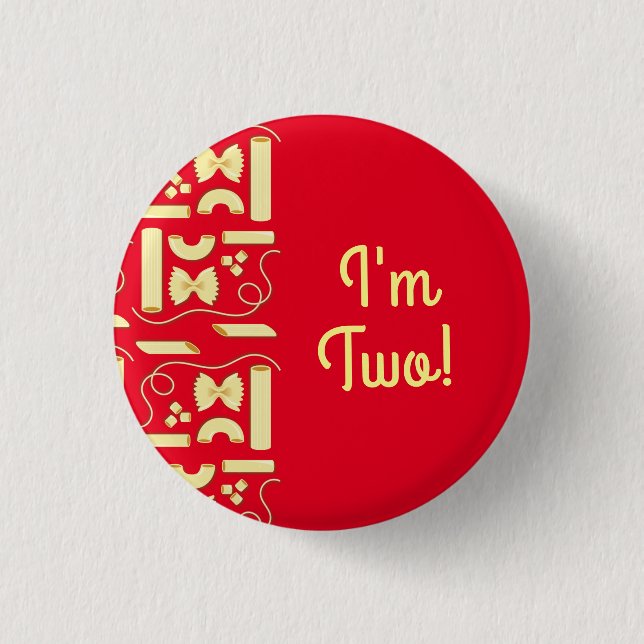 Noodles Pasta Kid 1st Birthday Party Italian 1 Inch Round Button (Front)