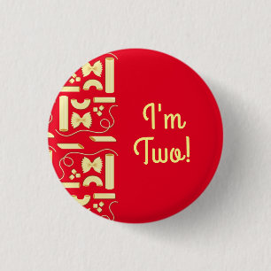 Noodles Pasta Kid 1st Birthday Party Italian 1 Inch Round Button