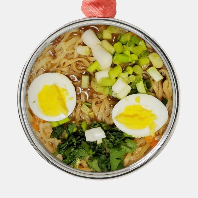 Noodles, Ramen Funny Soup Photo Christmas Metal Ornament (Front)