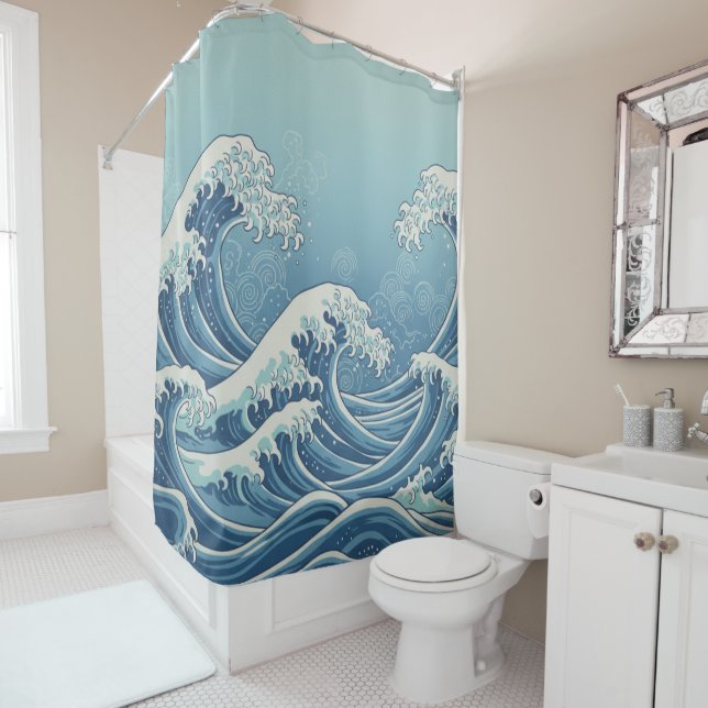Noon Waves Shower Curtain (In Situ)