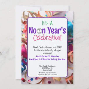 Noon Year's Eve Colourful Family Party  Invitation