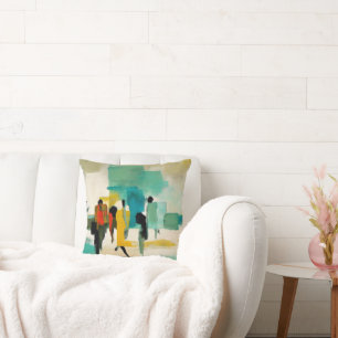 Noontide Vibrance – Abstract Figures Throw Pillow