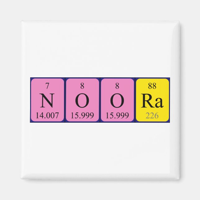 Noora periodic table name magnet (Front)