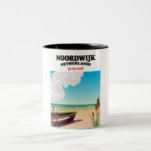 Noordwijk Netherlands travel poster Two-Tone Coffee Mug