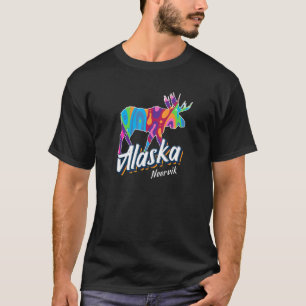 Noorvik Alaska Usa Colorful Moose Art Vacation Sou T-Shirt