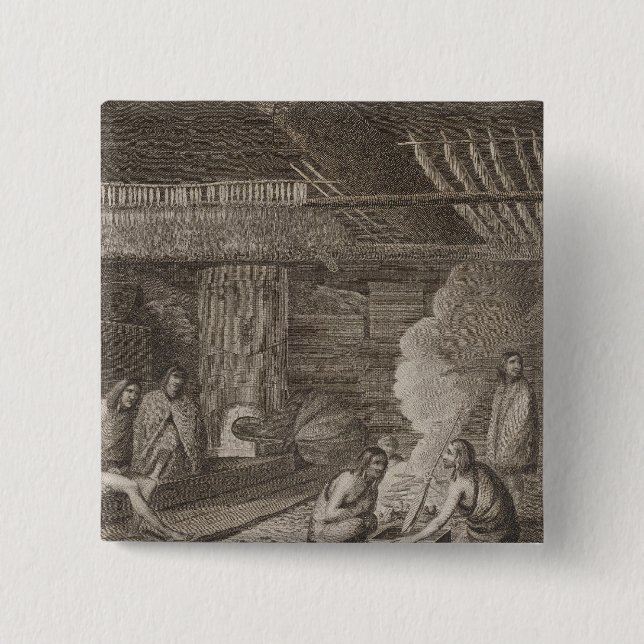 Nootka house, British Columbia 2 Inch Square Button (Front)