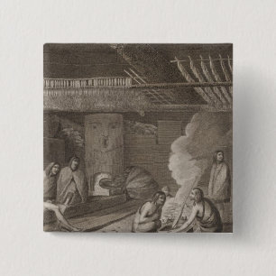 Nootka house, British Columbia 2 Inch Square Button